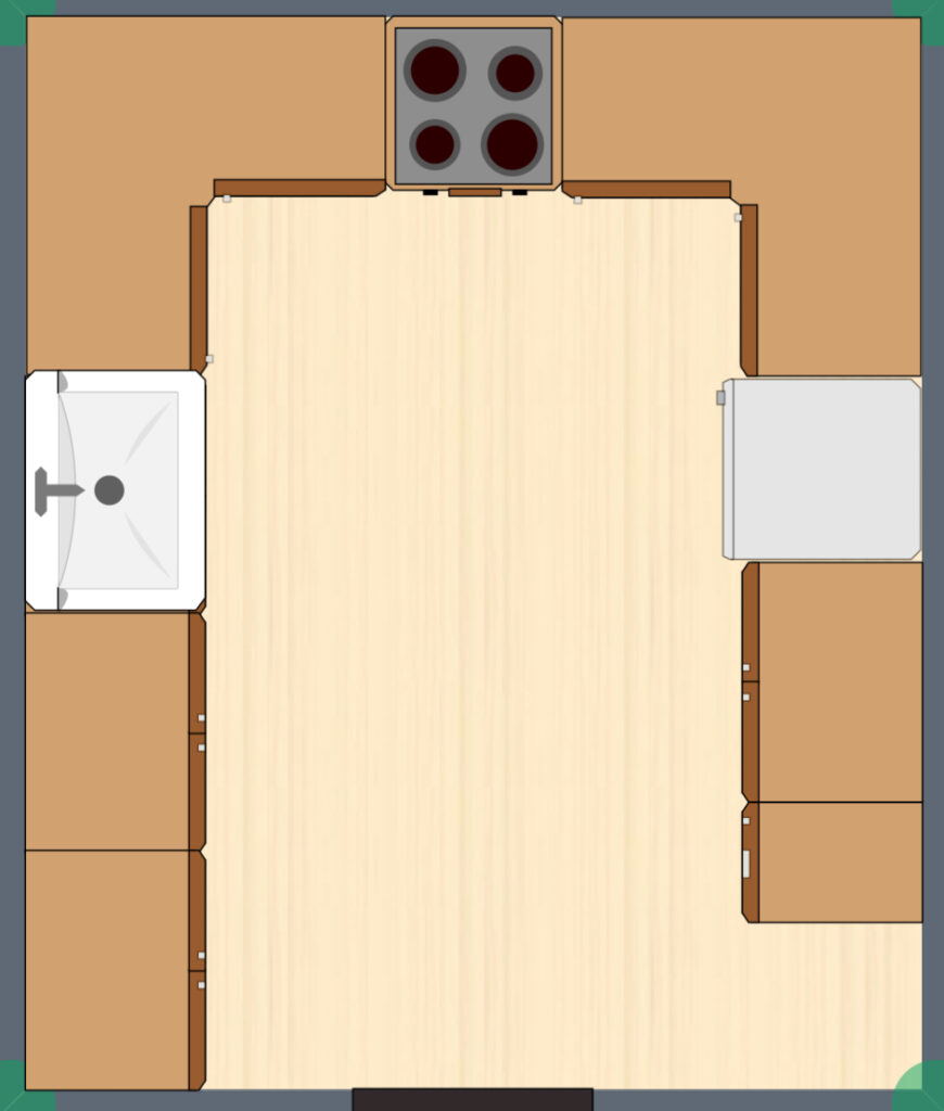 u-shaped kitchen layout